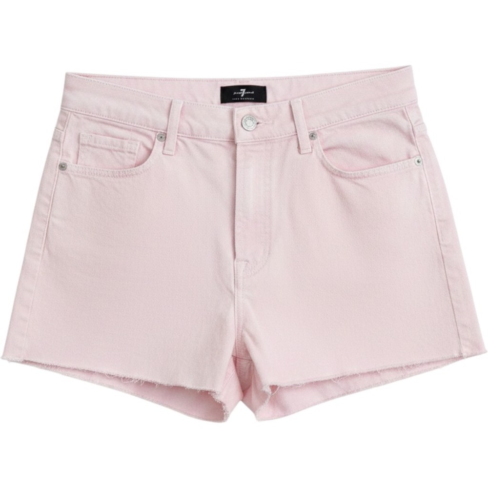 7 For All Mankind Womens‎ Pink High Waisted Raw Hem Denim Cut Off Shorts Size 28